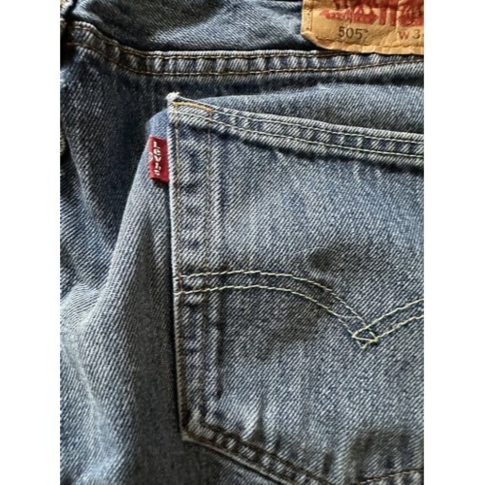 Levi's 505 Jeans Size W34 L34 Mens Straight Leg Reg Fit Medium Wash Blue Denim - Picture 14 of 15